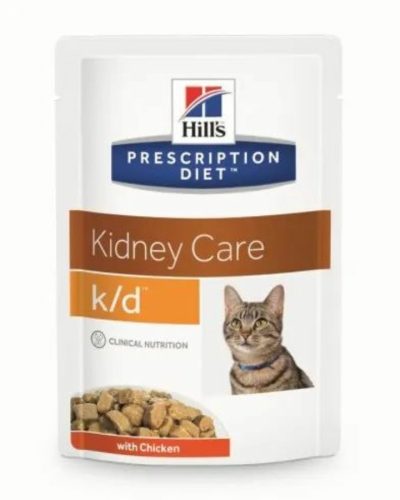 Hills Prescription Diet  Feline K/D Pouch Chicken 12x85g - krónikus vese- és szívelégtelenség; ur