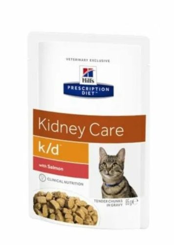 Hills Prescription Diet  Feline K/D Pouch Salmon 12x85g - krónikus vese- és szívelégtelenség; urá