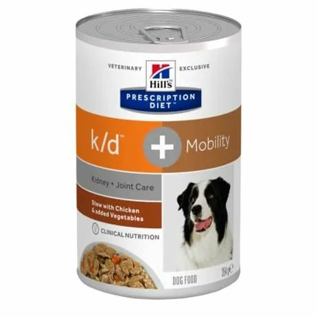 Hills Prescription Diet  Canine K/D + Mobility 354 g - krónikus vesebetegség és izületi támogatás