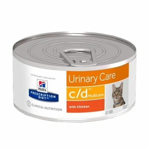 Hills Prescription Diet  Feline C/D Minced Chicken 156 g - struvit és kalcium-oxalát húgykövessé