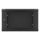 Lanberg WF01-6606-10B 19" 6U SZÉL:600mm MÉLY:600mm MAG:379mm lapraszerelt üvegajtós fekete fali rack szekrény