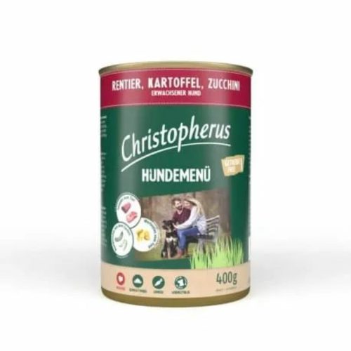 Christopherus Dog konzerv menü rénszarvas, burgonya, cukkini 400g