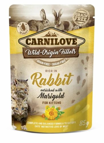 Carnilove Cat tasakos Rabbit with Marigold - Nyúl körömvirággal 85g