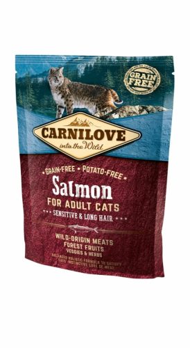 Carnilove Cat Adult Salmon Sensitive & Long Hair-  Lazac Hússal 400g