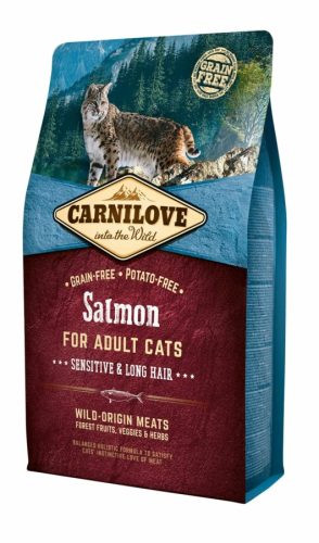 Carnilove Cat Adult Salmon Sensitive & Long Hair-  Lazac Hússal 2kg