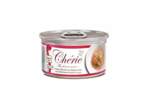 Chérie Pelyhes Sárgaúszójú Keverék Skipjack Tonhal Vad Lazaccal Mártásban 80g