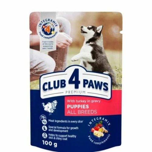 Club 4 Paws Premium Alutasakos Kutyaeledel Pulyka Szószban 100g