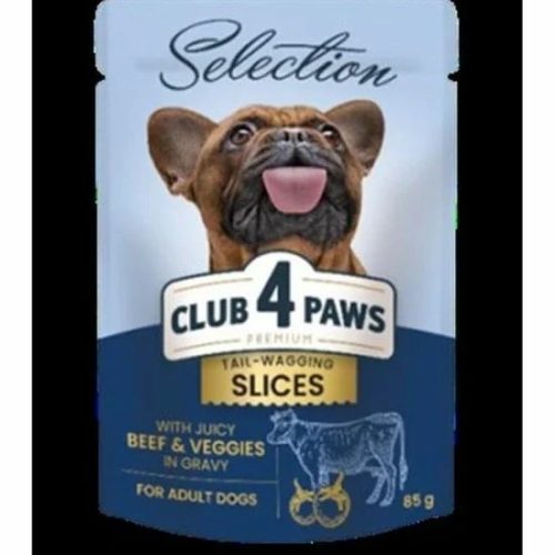 Club 4 Paws Premium Plusz Alutasakos Válogatás Marhahússal és Zöldséggel zselében 85g