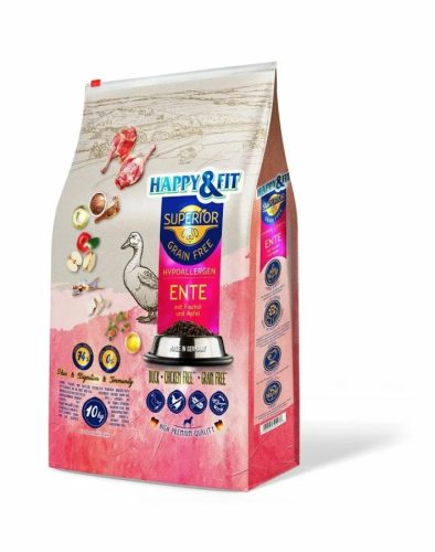 Happy&Fit Superior Hipoallergén Kacsa, halolajjal és almával 10kg