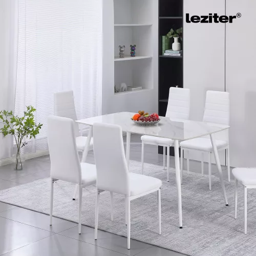 Bora 140 cm szögletes szinterezett kő étkezőasztal fehér