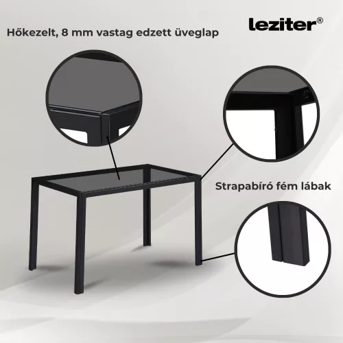 Karen 4+1 étkező garnitúra fekete-szürke