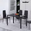 Clara 120 cm szögletes üveg étkezőasztal fekete