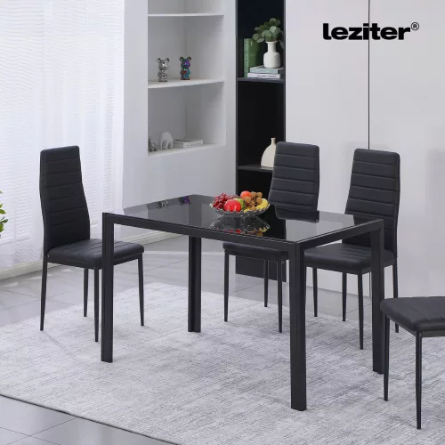 Clara 120 cm szögletes üveg étkezőasztal fekete