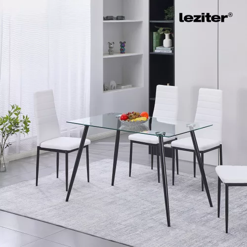 Lana 120 cm szögletes üveg étkezőasztal