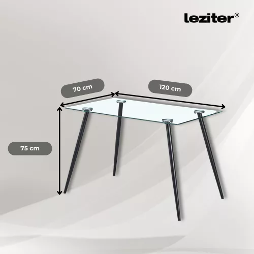 Lana 120 cm szögletes üveg étkezőasztal