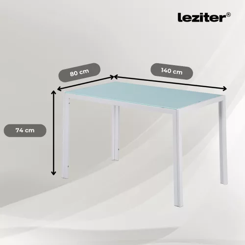 Ezra 140 cm szögletes üveg étkezőasztal
