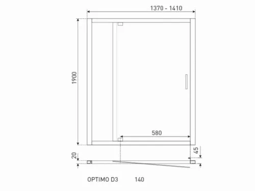 Optimo D3 140x190 cm zuhanyajtó