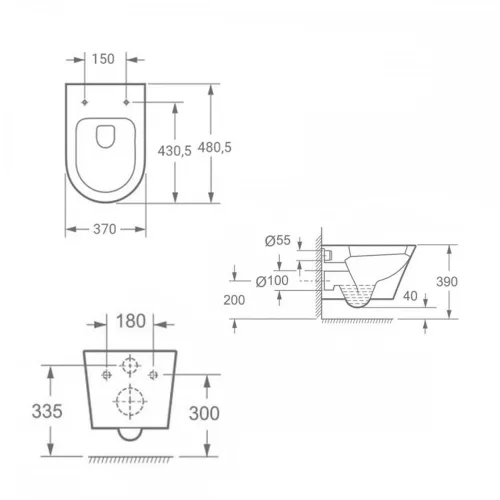 Ride fali, rimless WC soft close ülőkével