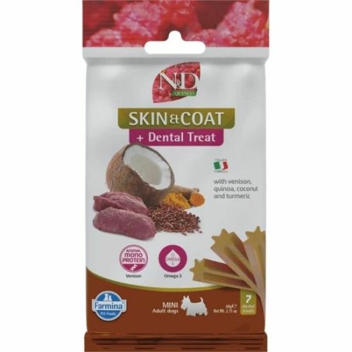 N&D Quinoa Dog Jutalomfalat Skin&coat Venison Adult Mini 60g