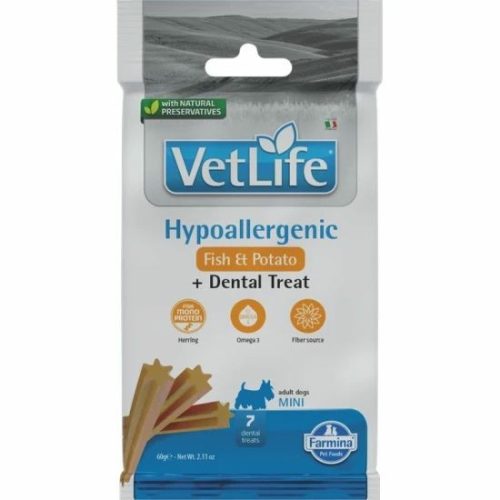 Vet Life Natural Diet Dog Jutalomfalat Hypo Fish&potato Adult Mini 60g