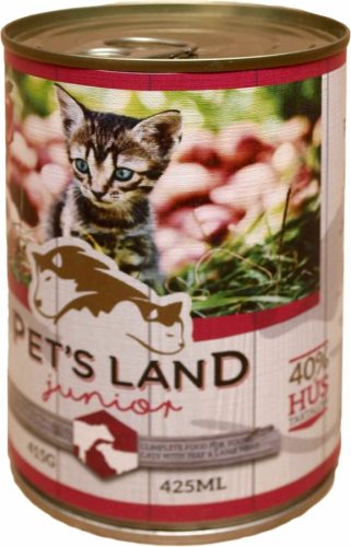 Pet s Land Cat Junior Konzerv Marhamáj-Bárányhús almával 415g