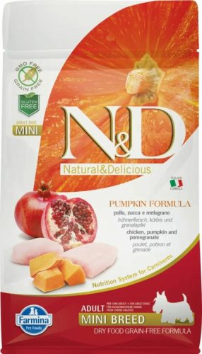 N&D Dog Grain Free csirke&gránátalma sütőtökkel adult mini 800gr