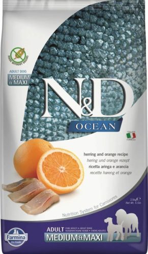 N&D Dog Ocean hering&narancs adult medium&maxi 2,5kg