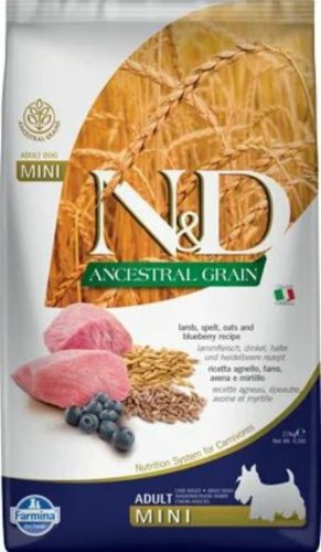 N&D Dog Ancestral Grain bárány, tönköly, zab&áfonya adult mini 2,5kg