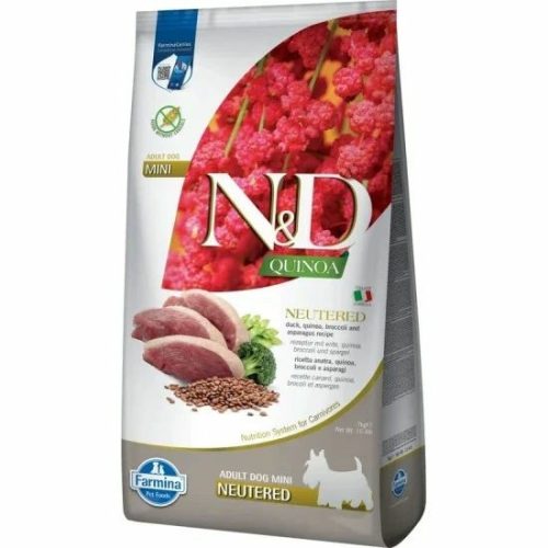 N&D Quinoa Dog Kacsa,brokkoli & spárga Neutered Adult Mini 7kg