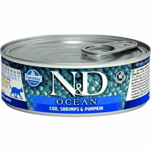 N&D Cat Ocean konzerv tonhal&tőkehal&garnélarák sütőtökkel 70g
