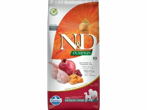 N&D Pumpkin Dog fürj&sütőtök,gránátalma adult medium&maxi 12kg