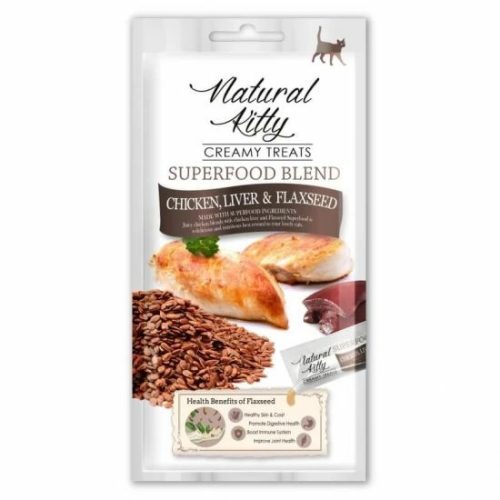 Natural Kitty Folyékony Jutalomfalat Csirke, Csirkemáj Lenmaggal 4x12g