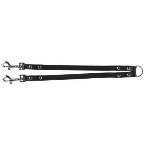 Trixie Póráz Basic Bőr Kettös Vezető XS-S 30cm/10mm fekete