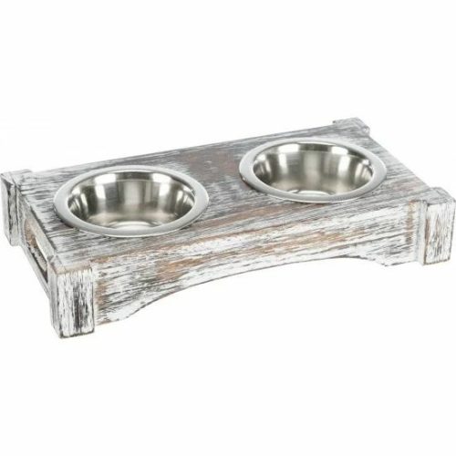 Trixie tál szett fa állványon 2x0,2l/10cm, 30x5x16cm fehér