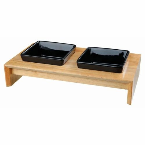 Trixie Tál Kerámia Fa Állványon Kutyának 2x0.4l 39x19x7cm fekete