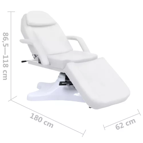 Fehér masszázsasztal 180 x 62 x (86,5-118) cm
