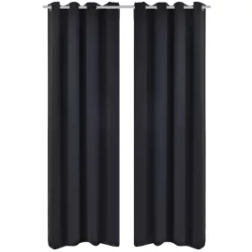   2 db fekete sötétítőfüggöny fémkarikákkal 135 x 245 cm
