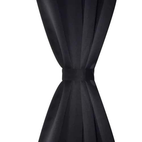 2 db fekete sötétítőfüggöny fémkarikákkal 135 x 245 cm