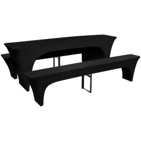   3 db nyújtható védőhuzat sör asztalnak és padnak 220x70x80cm fekete