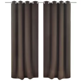   2 db barna sötétítőfüggöny fém fűzőlyukakkal 135 x 175 cm