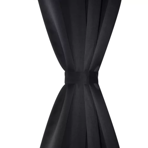 Fekete sötétítőfüggöny fém fűzőlyukakkal 270 x 245 cm