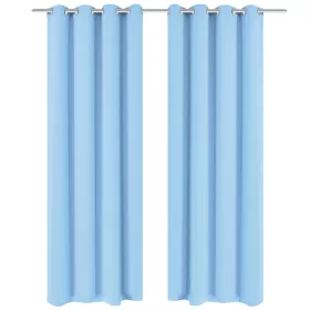   2 db türkiz sötétítőfüggöny fém függönykarikákkal 135 x 175 cm