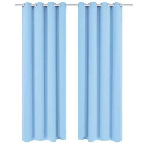 Türkizkék sötétítőfüggöny fém fűzőlyukakkal 270 x 245 cm
