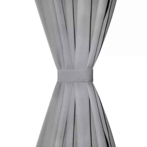 2 db szürke mikroszatén függöny karikákkal 140 x 175 cm