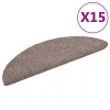 15 db öntapadós lépcsőszőnyeg 56 x 17 x 3 cm világosbarna félkör alakú