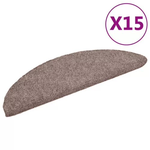 15 db öntapadós lépcsőszőnyeg 56 x 17 x 3 cm világosbarna félkör alakú