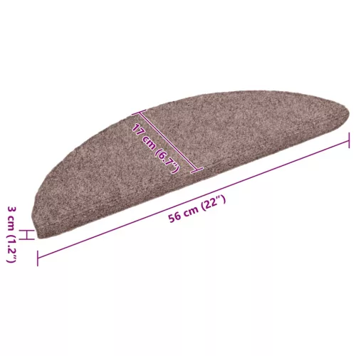 15 db öntapadós lépcsőszőnyeg 56 x 17 x 3 cm világosbarna félkör alakú