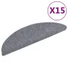15 db öntapadós lépcsőszőnyeg 56 x 17 x 3 cm világosszürke félkör alakú