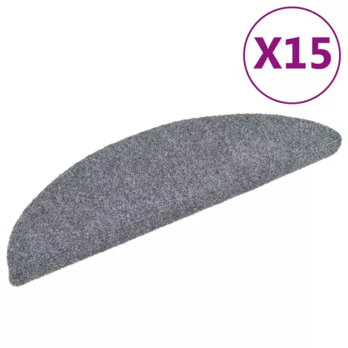 15 db öntapadós lépcsőszőnyeg 56 x 17 x 3 cm világosszürke félkör alakú