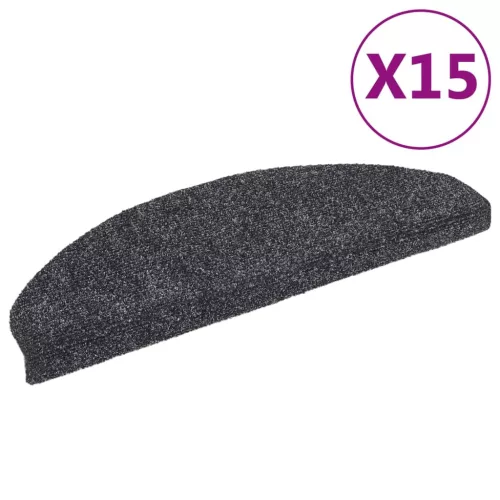 15 db öntapadós lépcsőszőnyeg, 65 x 21 x 4 cm, sötétszürke, nagy félkör alakú